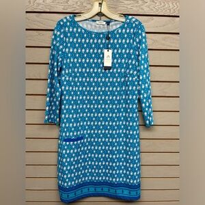 Cabana Life Blue and White Patterned Dress
